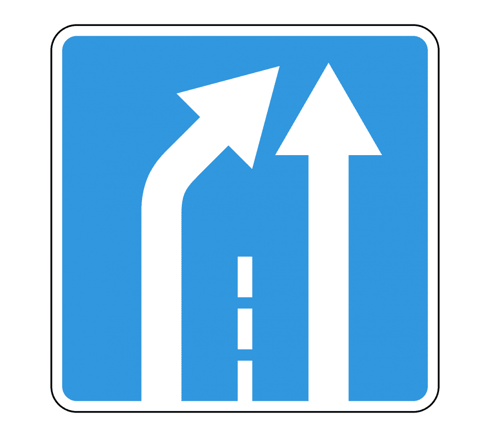 Знак дорожный 5.15.6 «Конец полосы»